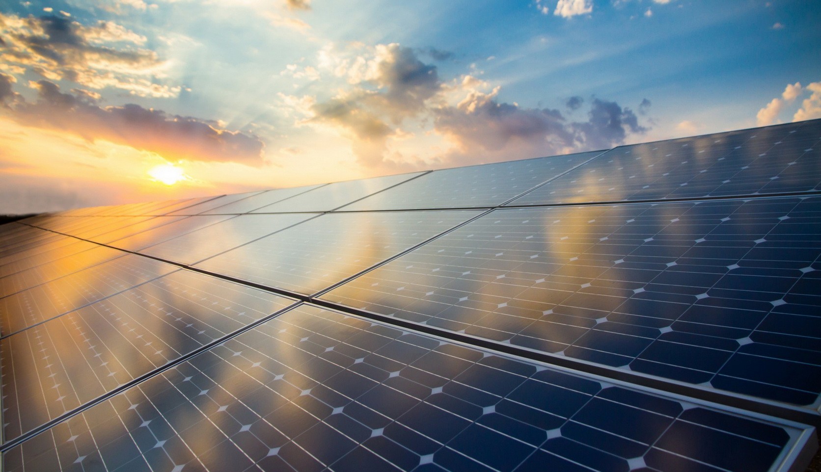 monocrystalline array under sunset