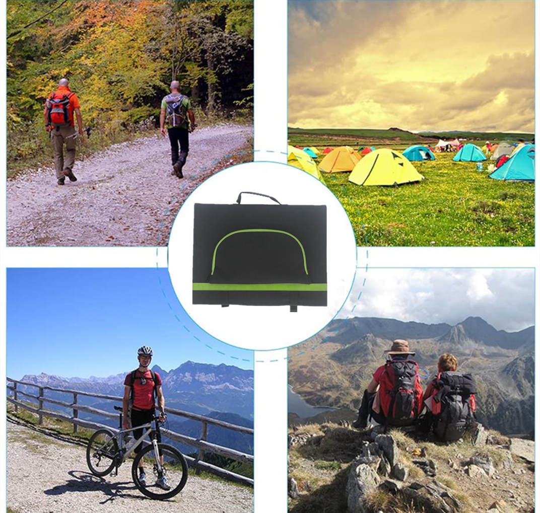 portable solar charger foldable kit application in hiking, camping, biking and mountain climbing